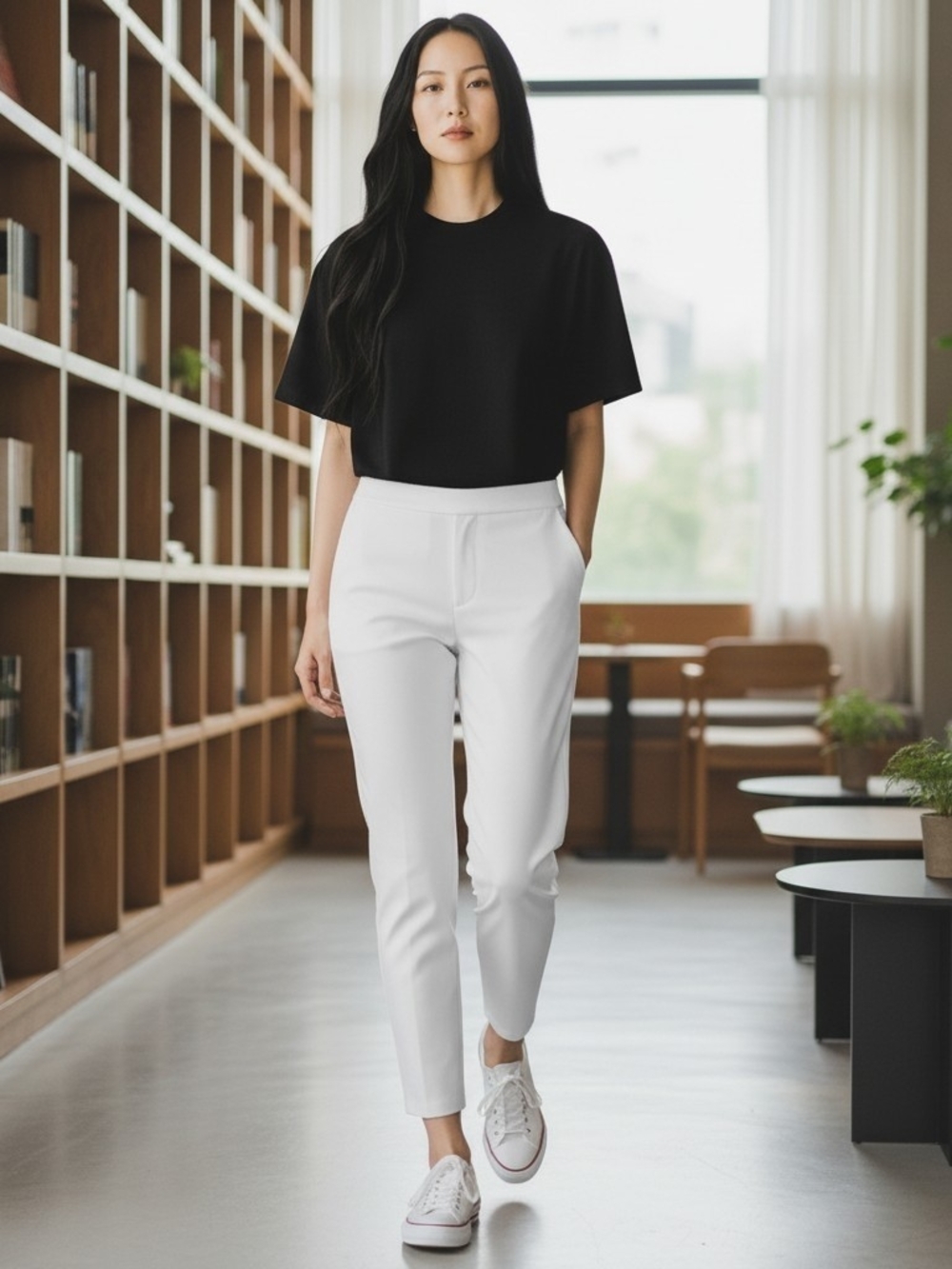 White House Black Market Slim Ankle Pants in White
